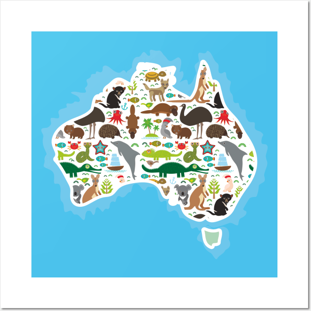 Map of Australia (5) Wall Art by EkaterinaP